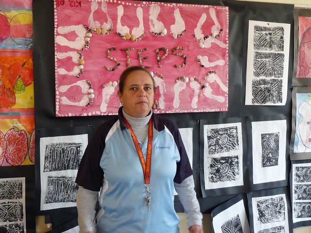 Sharon Simms in art room at La Perouse